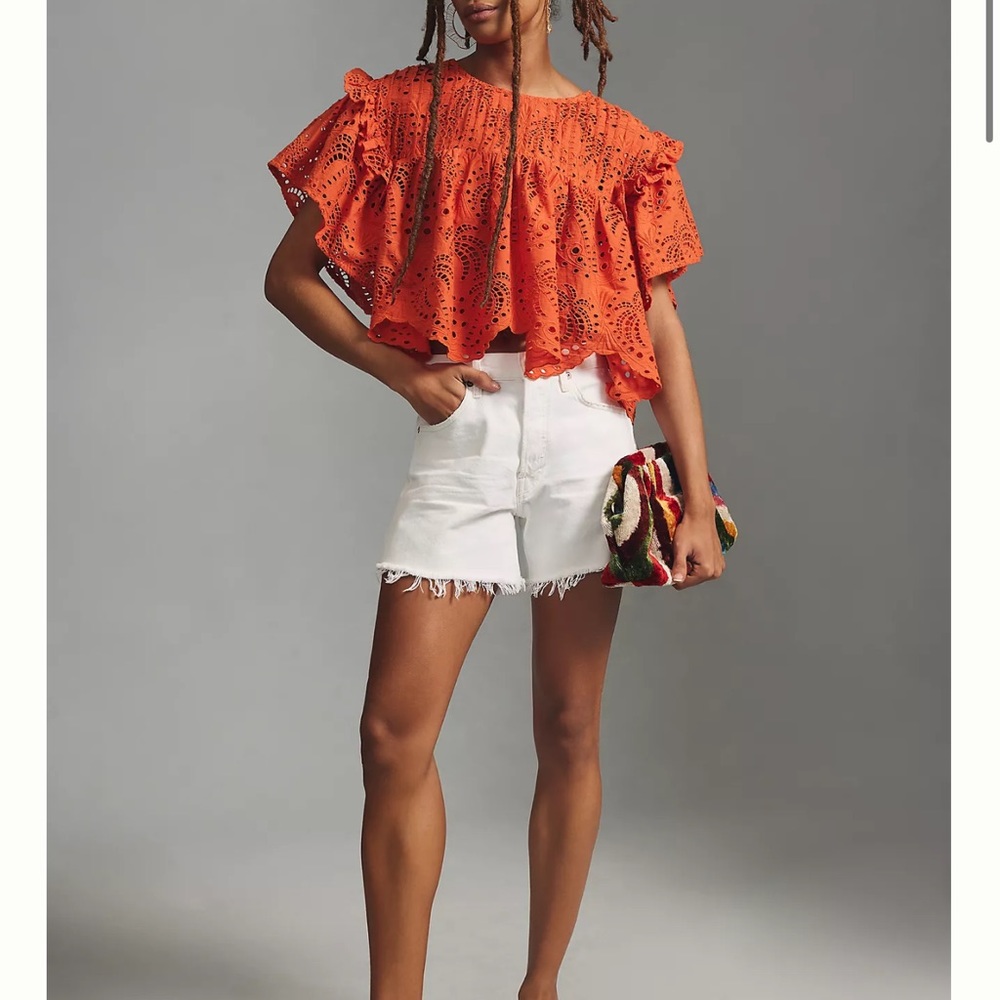 Farm Rio Palm Tree Eyelet Blouse